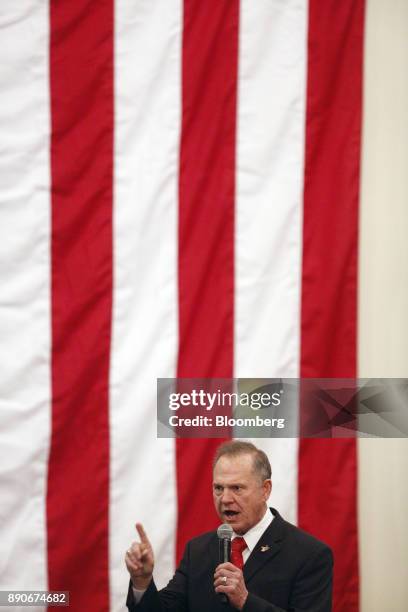 Roy Moore, Republican candidate for U.S. Senate from Alabama, speaks during a campaign rally in Midland City, Alabama, U.S., on Monday, Dec. 11,...