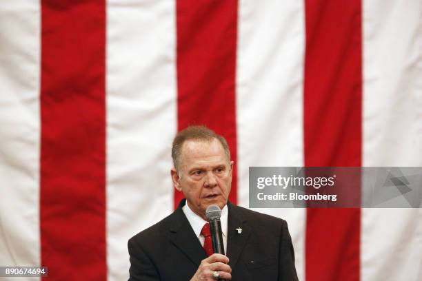 Roy Moore, Republican candidate for U.S. Senate from Alabama, speaks during a campaign rally in Midland City, Alabama, U.S., on Monday, Dec. 11,...