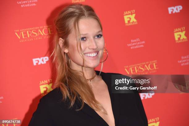 Model Toni Garrn attends "The Assassination Of Gianni Versace: American Crime Story" New York screening at Metrograph on December 11, 2017 in New...