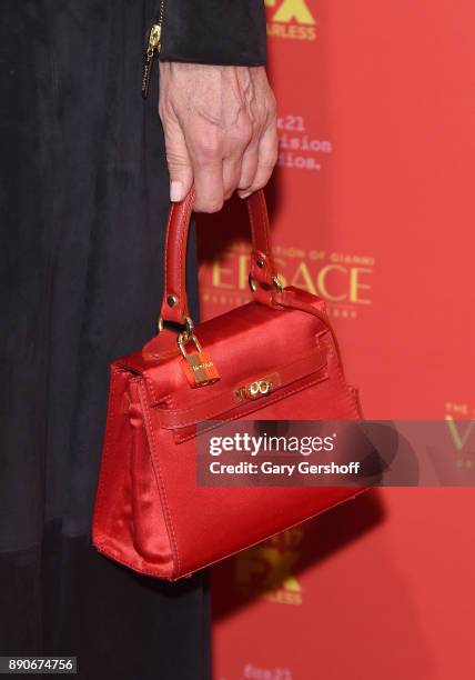 Model Carol Alt, bag detail, attends "The Assassination Of Gianni Versace: American Crime Story" New York screening at Metrograph on December 11,...