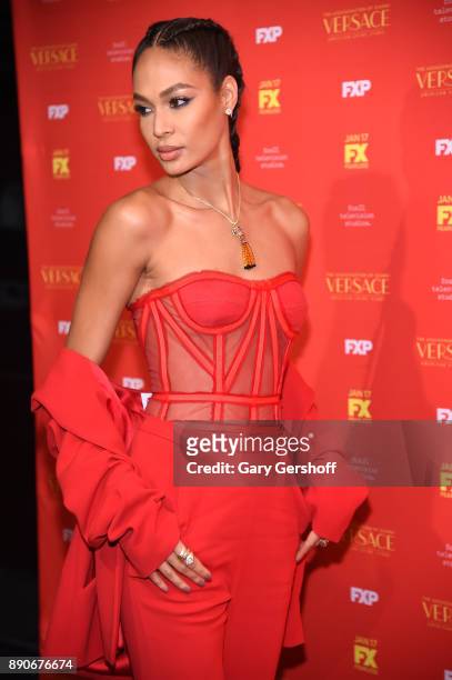 Model Joan Smalls attends "The Assassination Of Gianni Versace: American Crime Story" New York screening at Metrograph on December 11, 2017 in New...