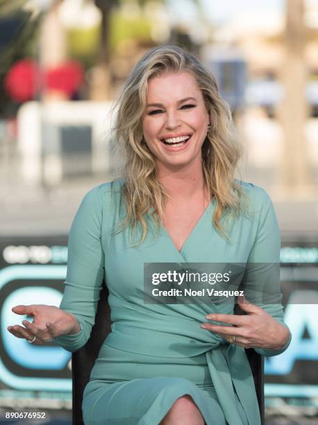 Rebecca Romijn visits "Extra" at Universal Studios Hollywood on December 11, 2017 in Universal City, California.