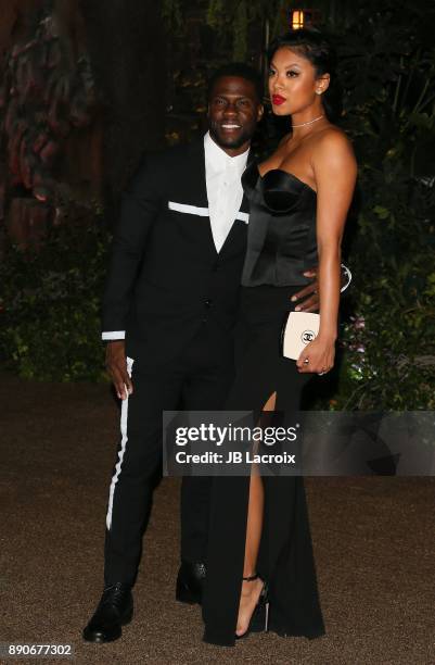 Kevin Hart and Eniko Parrish attend the premiere of Columbia Pictures' 'Jumanji: Welcome To The Jungle' on December 11, 2017 in Los Angeles,...