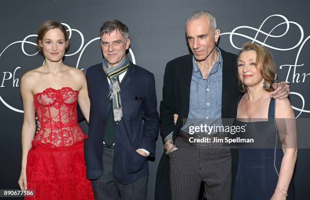 Actress Vicky Krieps, director Paul Thomas Anderson actors Daniel Day-Lewis and Lesley Manville attend the "Phantom Thread" New York premiere at...