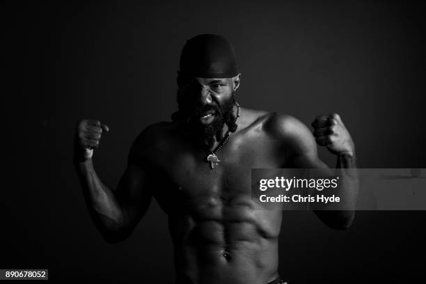 David Izonritei poses after during the official weigh in at Sky Terrace on December 12, 2017 in Brisbane, Australia. David Izonritei will fight Alex...