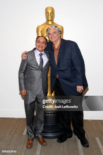 Actor David Villalpando and director Gregory Nava attend the "El Norte" screening at the Academy Of Motion Picture Arts And Sciences on December 11,...