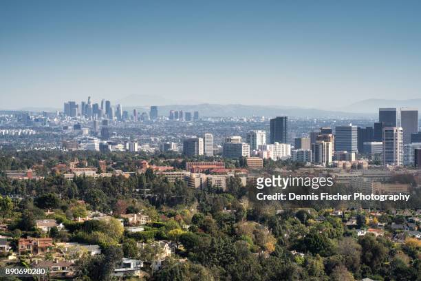century city and downtown los angeles - beverly hills california stock-fotos und bilder