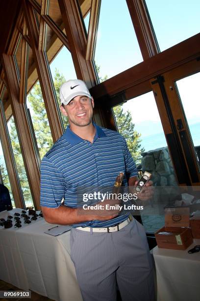 Aaron Rodgers attends Backstage Creations at the American Century Golf Tournament on July 16, 2009 in Stateline, Nevada.