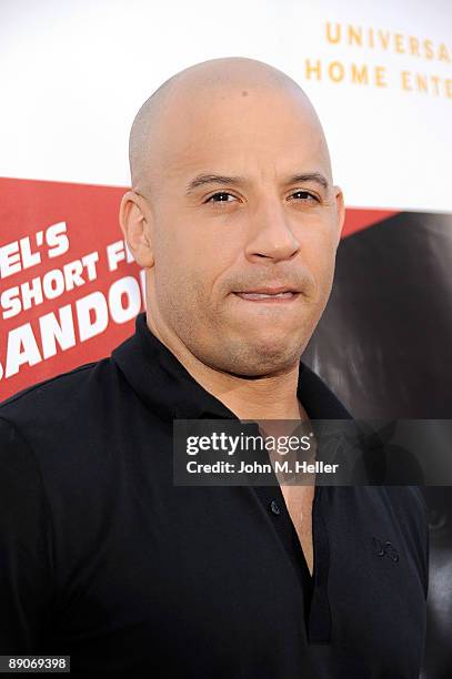 Actor Vin Diesel attends the U.S. Premiere of his original short film "Los Bandoleros" and the DVD release of "Fast & Furious" at the AMC Cinemas...