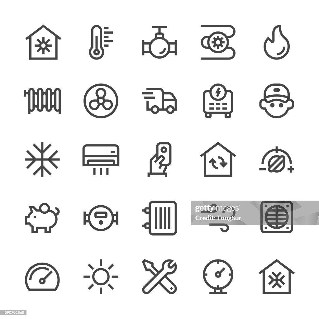 Heating and Cooling Icons - MediumX Line