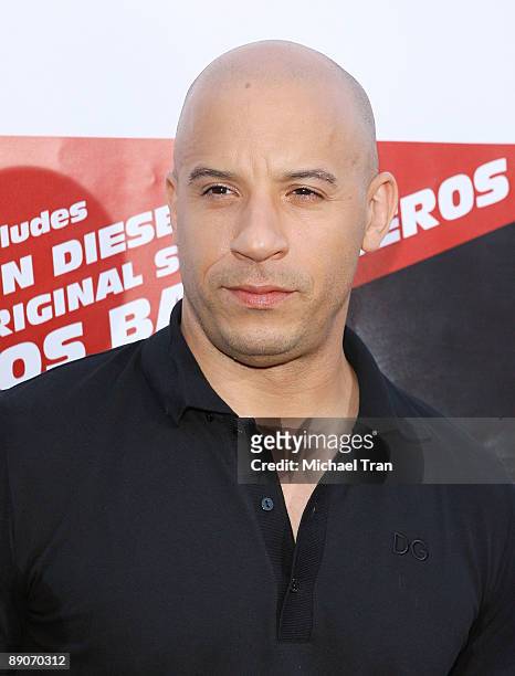 Actor Vin Diesel arrives to the U.S. Premiere of "Los Bandoleros" in conjunction with the DVD and Blu-ray release of "Fast & Furious" held at AMC...