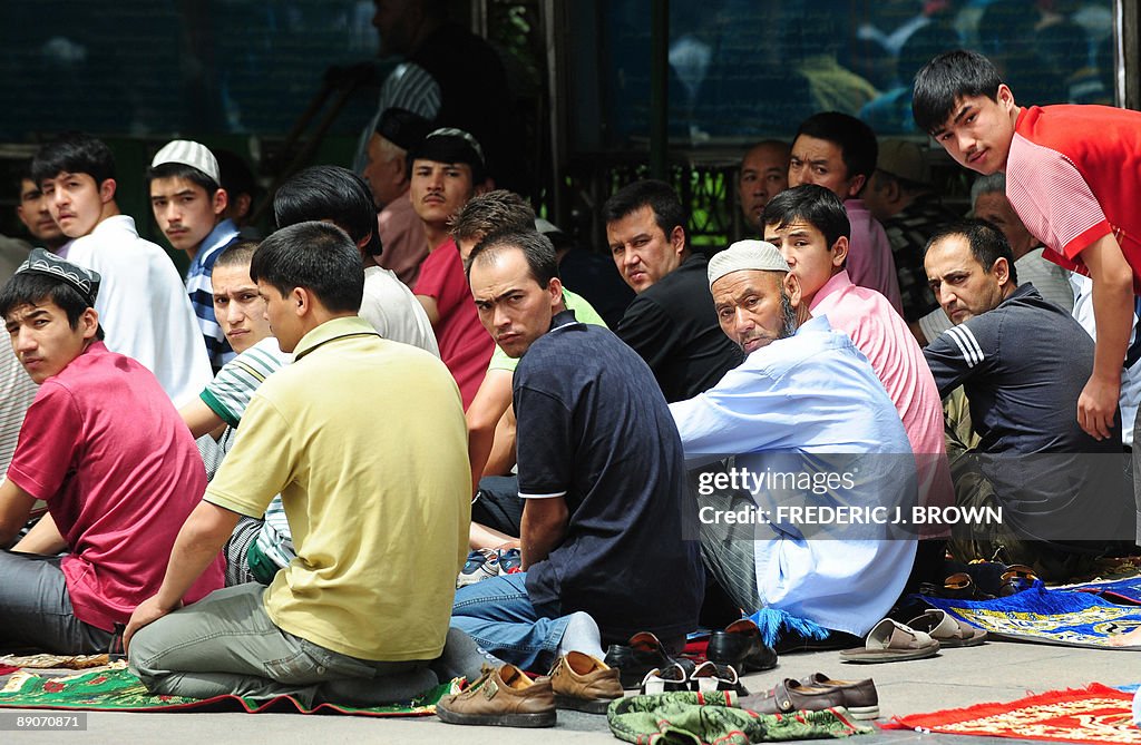 Uighur Muslims attend Friday prayers ins