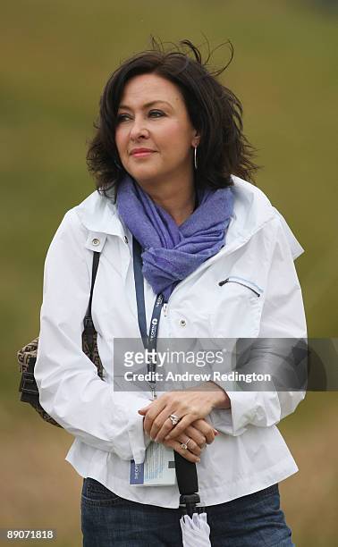 Gaynor Montgomerie, wife of Colin Montgomerie watches the action during round two of the 138th Open Championship on the Ailsa Course, Turnberry Golf...