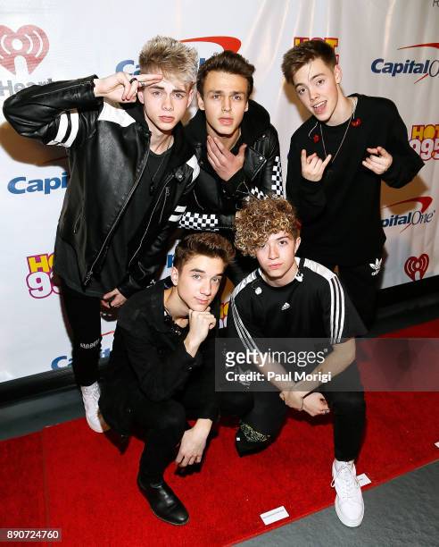 Corbyn Besson, Jonah Marais, Zach Herron and Daniel Seavey and Jack Avery of Why Don't We attend the Hot 99.5 iHeartRadio Jingle Ball 2017 at Capital...