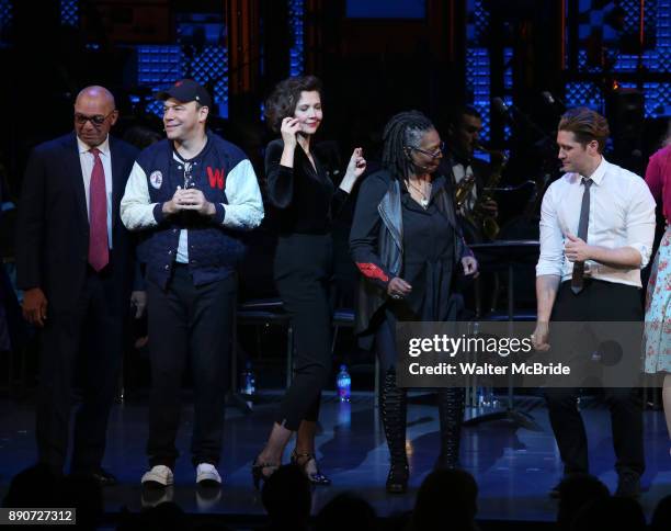 Reggie Jackson, Danny Burstein, Maggie Gyllenhaal, Whoopi Goldberg, Matthew Morrison during the Curtain Call for the Roundabout Theatre Company...