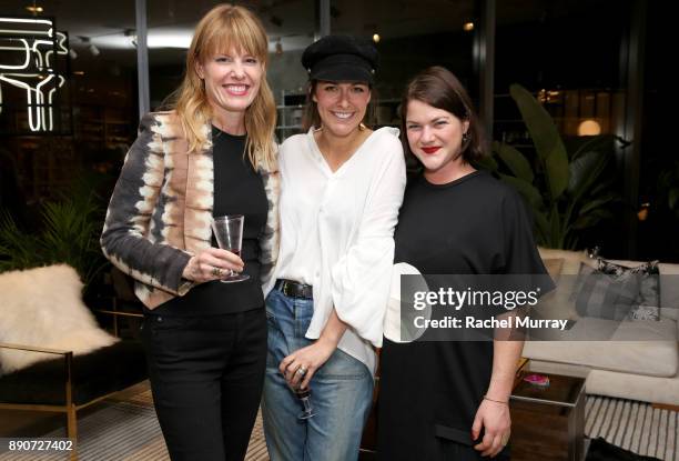 Jessica Bendinger, Leanne Ford and Elaina Sullivan at the Domino Outpost + CB2 Influencer Dinner at Fred Segal on December 11, 2017 in Los Angeles,...