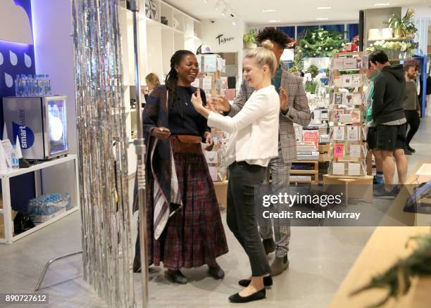 Agnes Baddoo and Wendy Polish at the Domino Outpost + CB2 Influencer Dinner at Fred Segal on December 11, 2017 in Los Angeles, California.