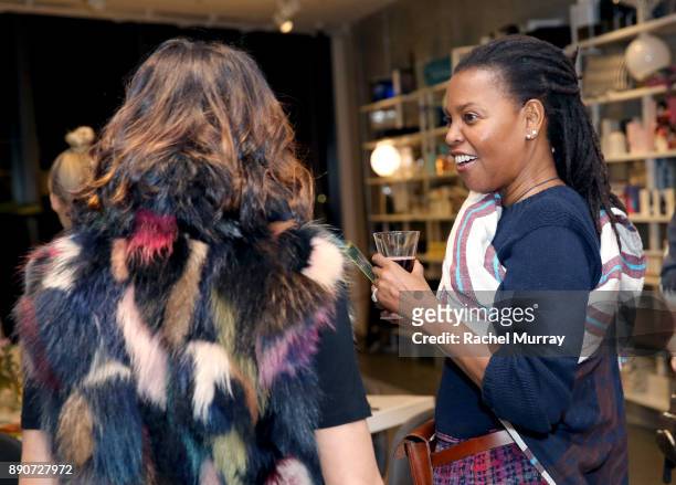 Samie Barr and Agnes Baddoo at the Domino Outpost + CB2 Influencer Dinner at Fred Segal on December 11, 2017 in Los Angeles, California.