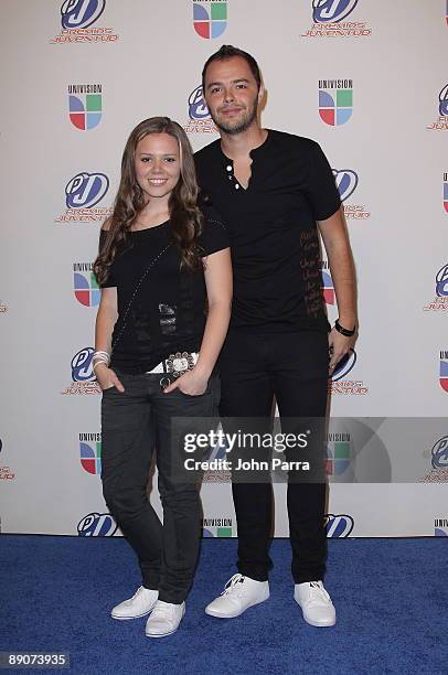 Joy and Jesse poses in the press room during Univision's 2009 Premios Juventud Awards at Bank United Center on July 16, 2009 in Coral Gables, Florida.