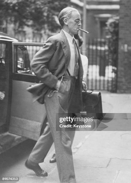 British Minister for Economic Affairs Sir Stafford Cripps arriving for a cabinet meeting at Downing Street, London, 18th August 1947.