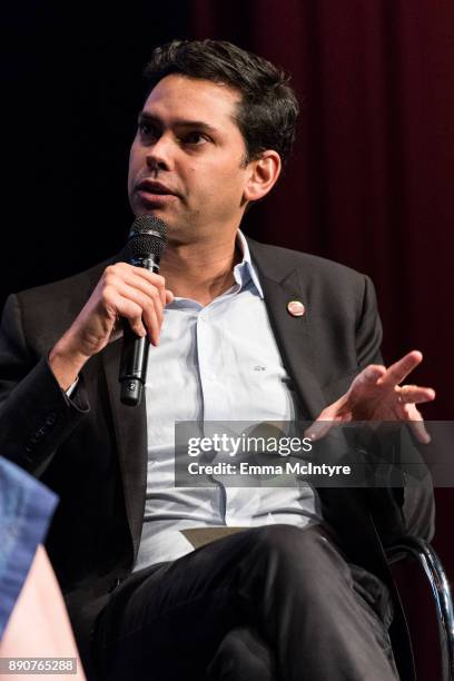 Rajendra Roy speaks onstage at Hammer Museum presents The Contenders 2017 - "Lady Bird" - at Hammer Museum on December 11, 2017 in Los Angeles,...