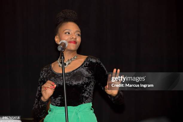 Singer Marleen Thimas performs onstage during the '5th Annual Caroling with Q Parker and Friends' at Atlanta Marriott Buckhead on December 11, 2017...