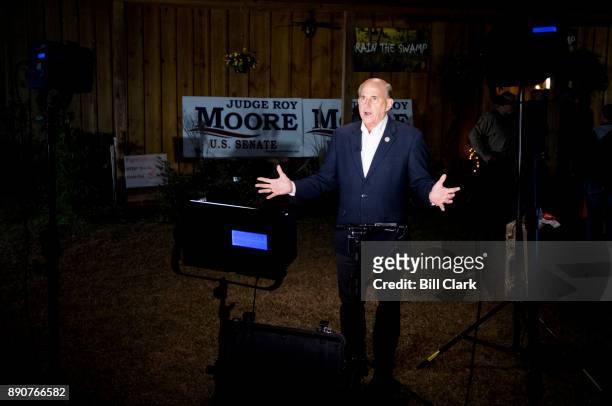 Rep. Louie Gohmert, R-Texas, gestures during a cable news interview before the start of the "Drain the Swamp" Roy Moore campaign rally in Midland...