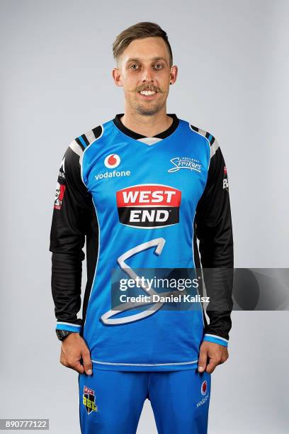 Jake Lehmann poses during the Adelaide Strikers Big Bash League headshots session on December 12, 2017 in Adelaide, Australia.