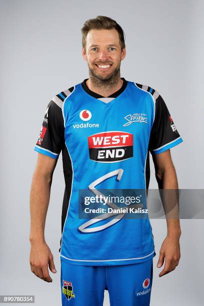 Ben Laughlin poses during the Adelaide Strikers Big Bash League headshots session on December 12, 2017 in Adelaide, Australia.