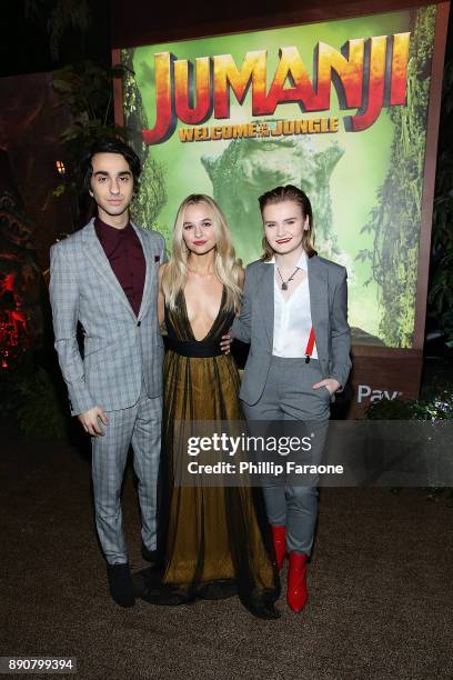 Alex Wolff, Madison Iseman, and Morgan Turner attend the premiere of Columbia Pictures' "Jumanji: Welcome To The Jungle" on December 11, 2017 in...