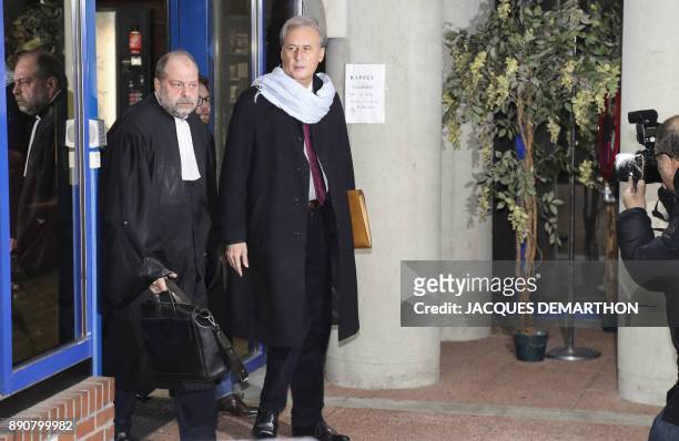 Former secretary of state of public function and mayor of Draveil, Georges Tron and his lawyer Eric Dupond-Moretti arrive on December 12, 2017 at the...