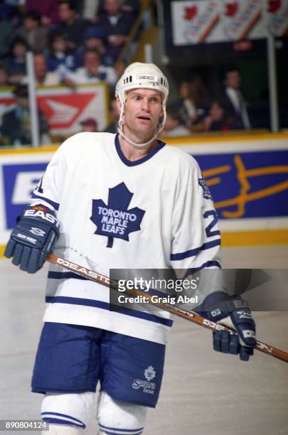 Kirk Muller of the Toronto Maple Leafs skates against the Dallas Stars on March 15, 1996 at Maple Leaf Gardens in Toronto, Ontario, Canada.