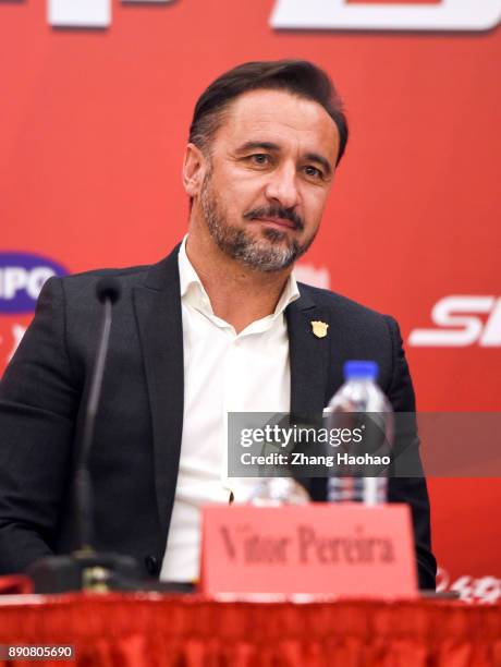 Newly appointed Coach Vitor Pereira of of Shanghai SIPG attends a press conference on December 12, 2017 in Shanghai, China.