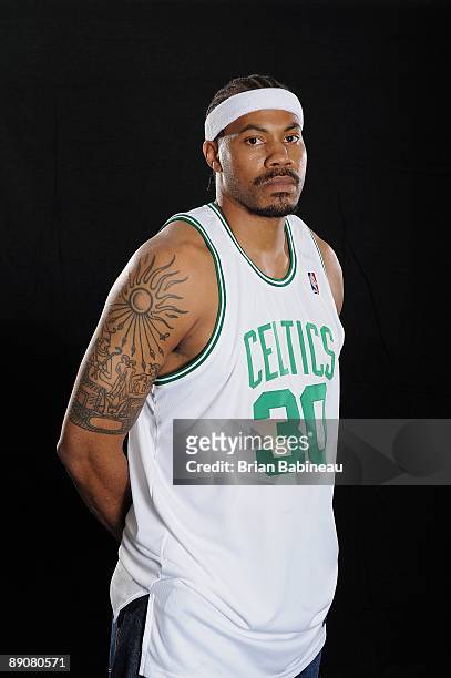 Rasheed Wallace of the Boston Celtics poses for portraits on July 7, 2009 at the Boston Celtics Practice Facility in Waltham, Massachusetts. NOTE TO...