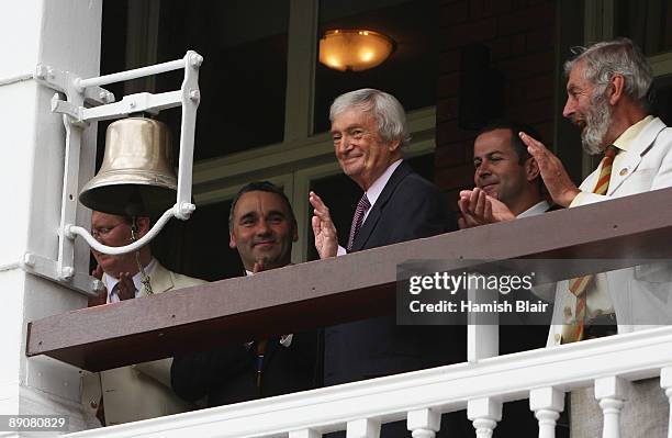 Former Australian captain and commentator Richie Benaud rings the bell during day two of the npower 2nd Ashes Test Match between England and...