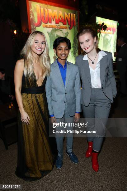 Madison Iseman, Rohan Chand, and Morgan Turner attend the premiere of Columbia Pictures' "Jumanji: Welcome To The Jungle" - After Party on December...