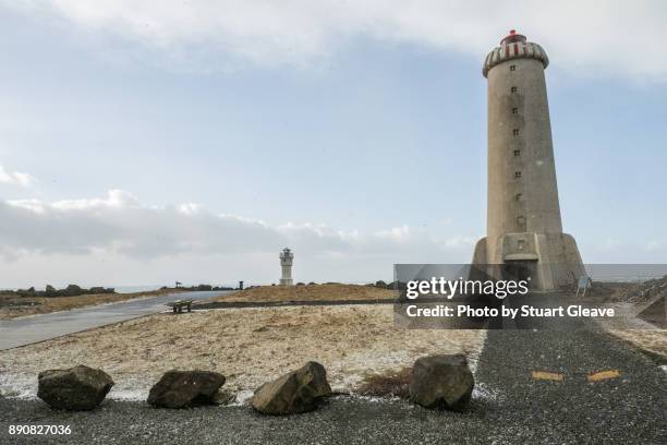 two lighthouses of akranes - akranes bildbanksfoton och bilder