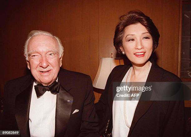 This May 13, 1997 file photograph shows former US television newsman Walter Cronkite and and former CBS News correspondent Connie Chung in...