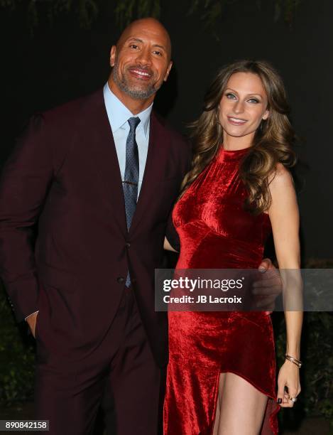 Dwayne Johnson and Lauren Hashian attend the premiere of Columbia Pictures' 'Jumanji: Welcome To The Jungle' on December 11, 2017 in Los Angeles,...
