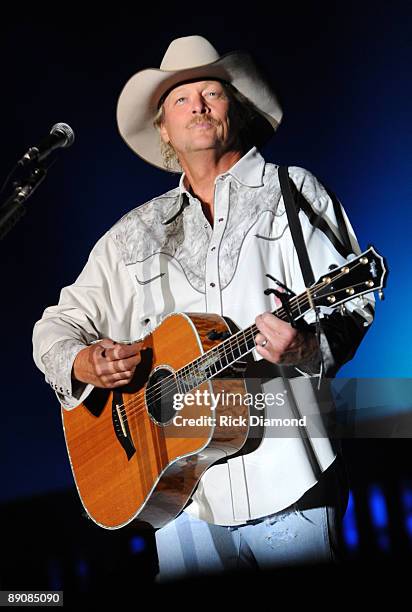 Singer/Songwriter Alan Jackson performs at the 17th Annual Country Thunder USA music festival on July 17, 2009 in Twin Lakes, Wisconsin.