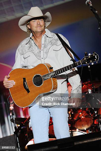 Singer/Songwriter Alan Jackson performs at the 17th Annual Country Thunder USA music festival on July 17, 2009 in Twin Lakes, Wisconsin.