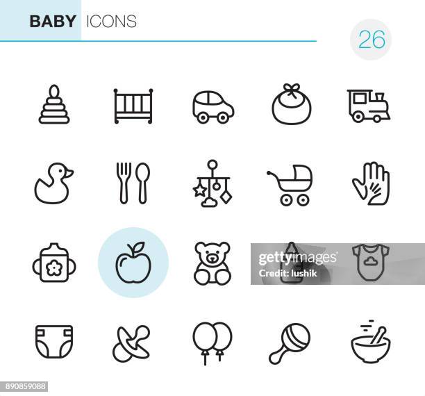 bildbanksillustrationer, clip art samt tecknat material och ikoner med baby varor - pixel perfekt ikoner - barnvagn