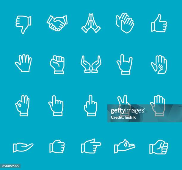 hand gesture - line icon set - children clapping stock illustrations