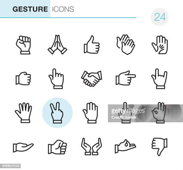ilustraciones, imágenes clip art, dibujos animados e iconos de stock de gesto - iconos perfecto pixel - ok