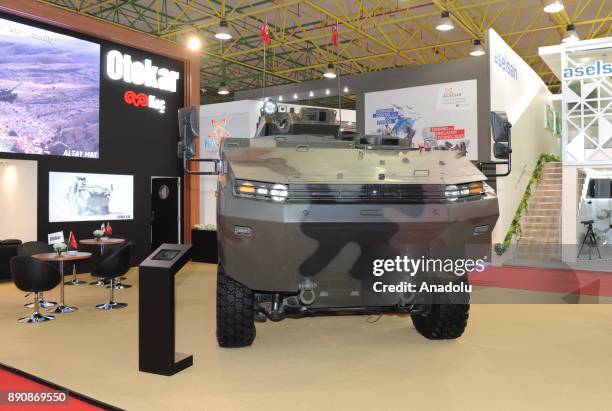 Multi-wheeled armoured vehicles Arma 6x6 and Cobra II 4x4 designed by Turkish firm Otokar are displayed at Gulf Defense and Aerospace Exhibition...