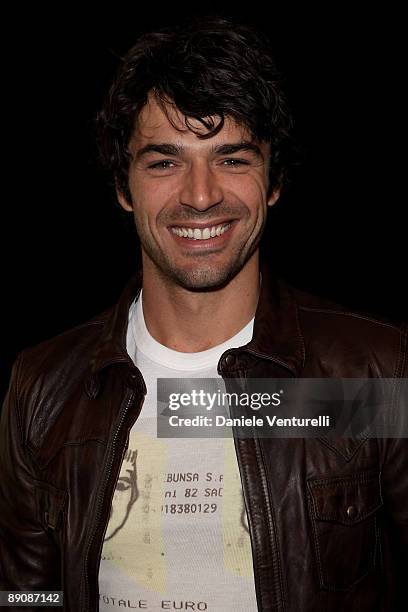 Actor Luca Argentero poses at the Dolce & Gabbana Prive prior to the show as part of Milan Fashion Week Autumn/Winter 2009/10 Menswear on January 17,...