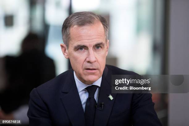 Mark Carney, governor of the Bank of England , speaks during a Bloomberg Television interview at the One Planet Summit in Paris, France, on Tuesday,...