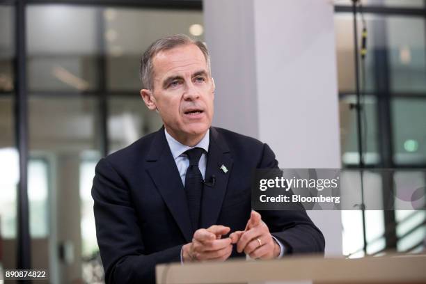Mark Carney, governor of the Bank of England , speaks during a Bloomberg Television interview at the One Planet Summit in Paris, France, on Tuesday,...