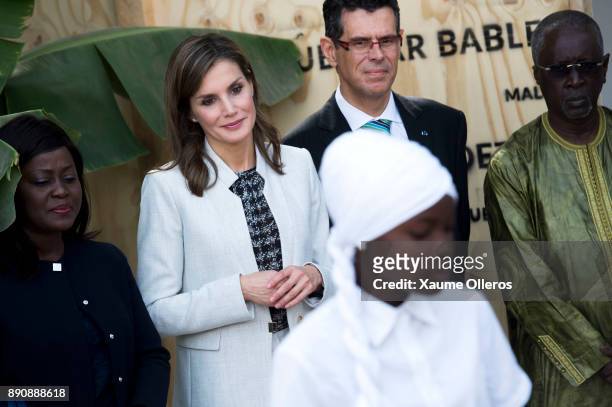 Queen Letizia of Spain visits the Cervantes Institute on December 12, 2017 in Dakar, Senegal. Queen Letizia of Spain is on a four -day visit to the...