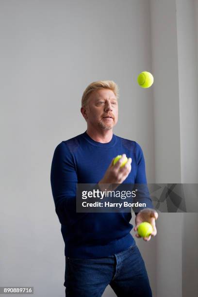 Tv commentator on tennis and former champion player, Boris Becker is photographed for the Sunday Times magazine on May 5, 2015 in London, England.